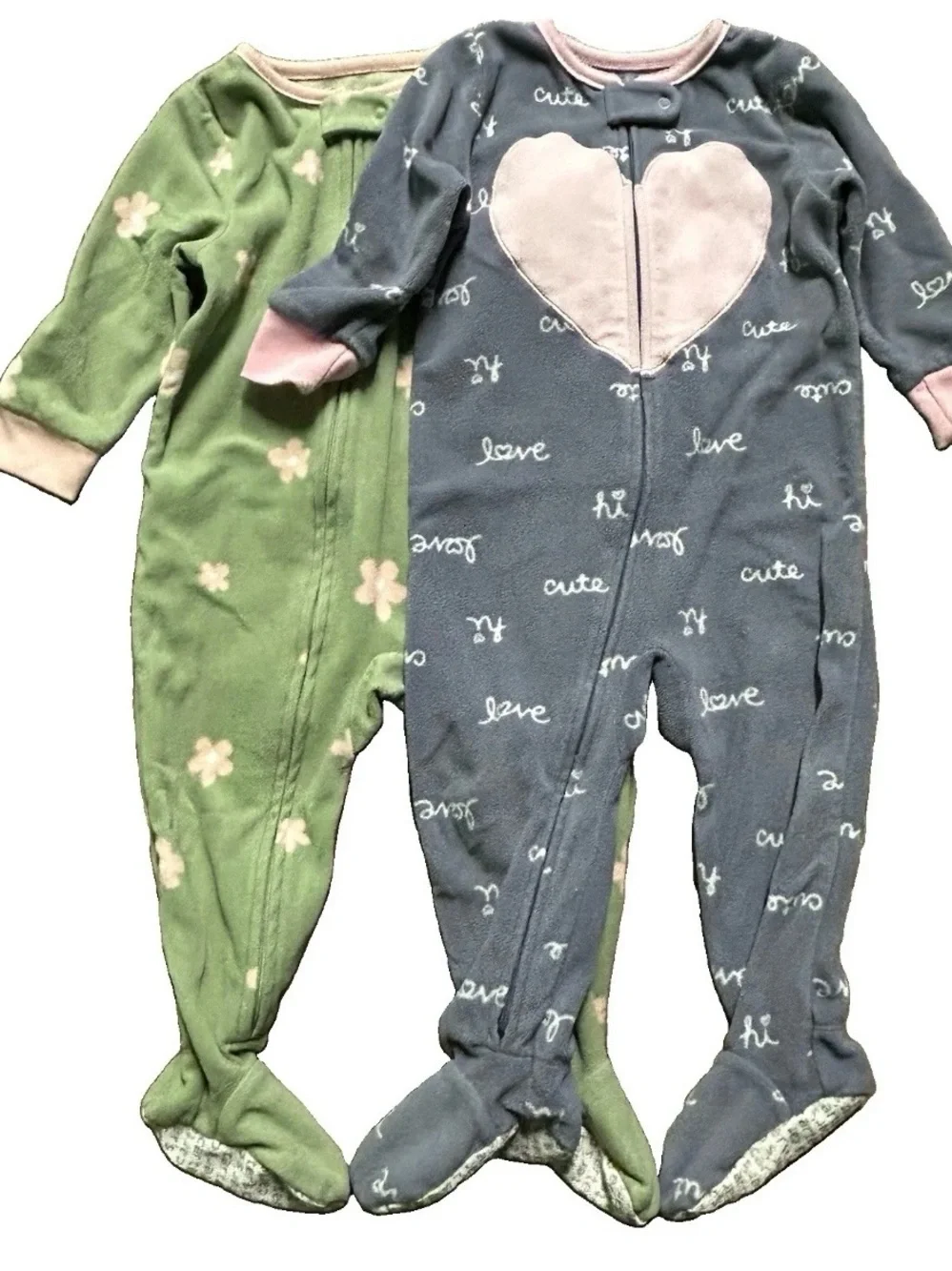 Baby Girl Fleece Footie Pajamas Size 9-12 Months